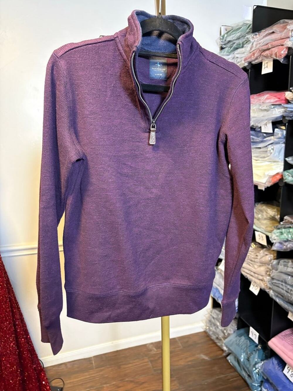 TailorByrd Purple Quarter-Zip Pullover Sweater Size L